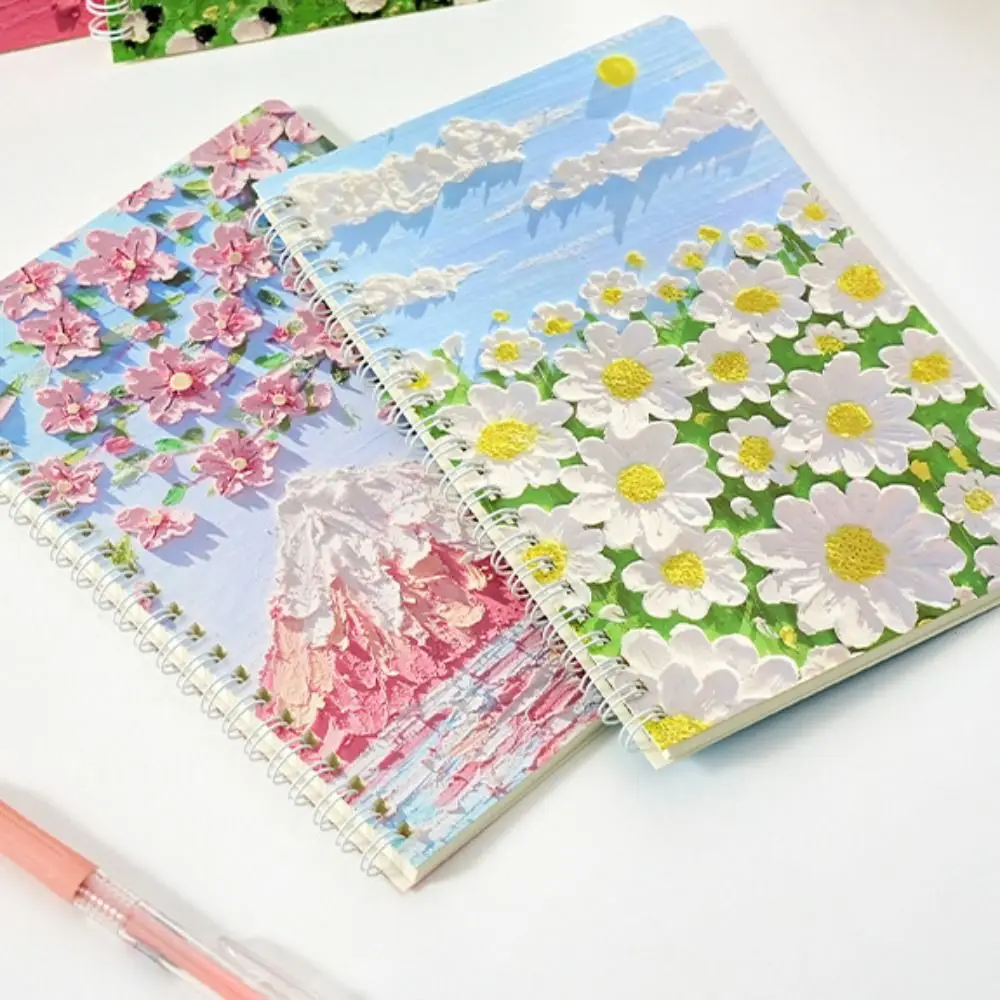 Kawaii Oil Painting Series Loose-leaf Notebook Writing Pads 60 Sheets Notepad Book Detachable Cute Line Handbook Office Supplies