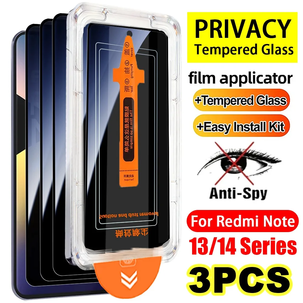 

1-3PCS Anti-Spy Tempered Glass for Redmi Note 13 13Pro 4G 5G 13R Pro Note 14 4G 5G Easy Installation HD Private Film Protector