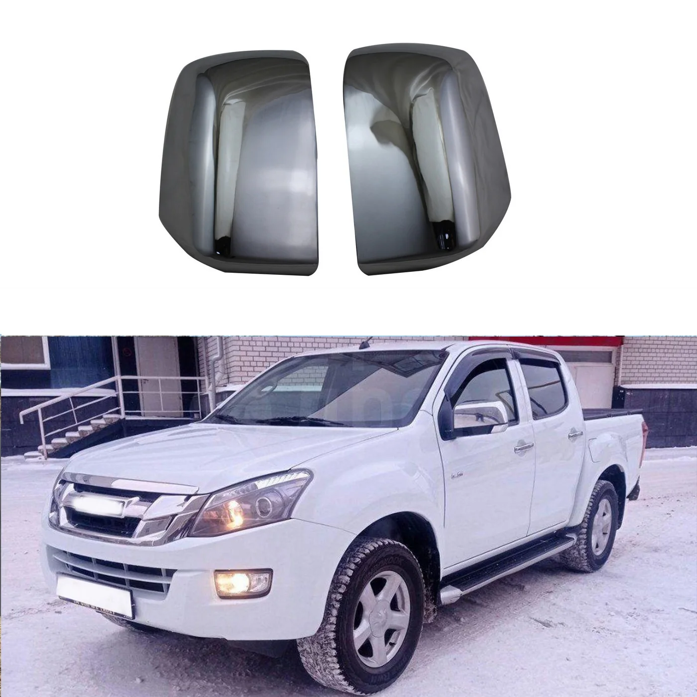 

Car Door ABS Chrome Rear View Mirror Cover Trim For 2012-2019 Isuzu DMA-X Decoration Frame Trim 2pcs