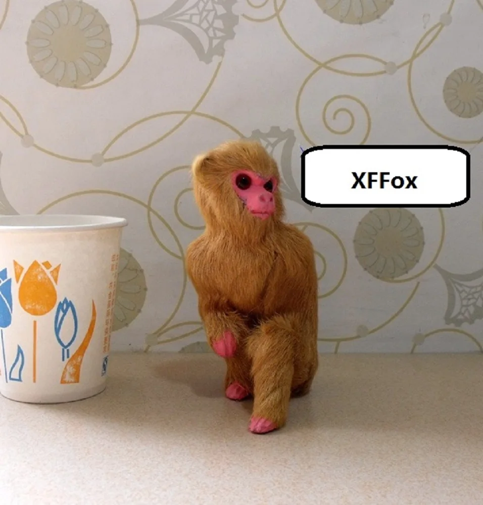 small real life monkey model plastic&furs simulation sitting monkey gift about 8x6x12cm xf2033