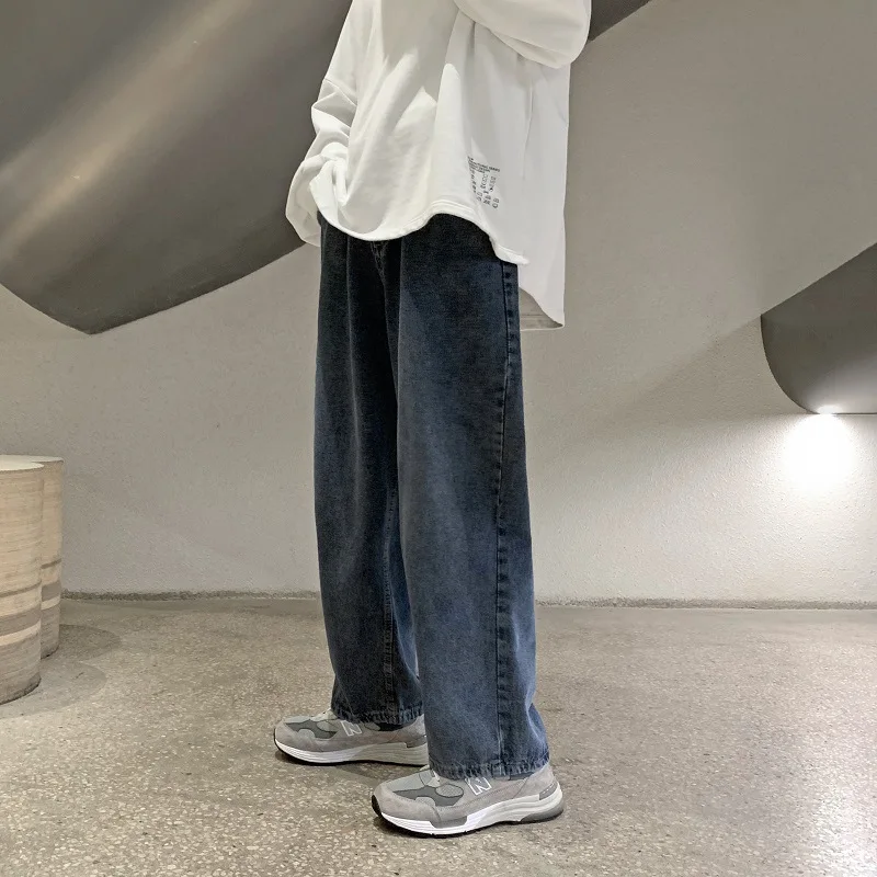 Vintage Jeans Men's Loose Straight Wide Leg Pants INS Youth Korean Edition Trendy Wash Floor Long Pants Autumn and Winter