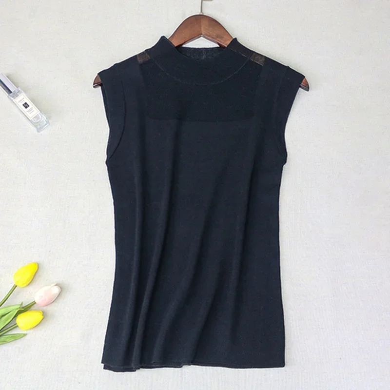 New Sexy Women Tops Fashion White Shirt Simple Street Style Ladies Knitted Solid Wild Ice Silk Tanks Summer Clothes 2922