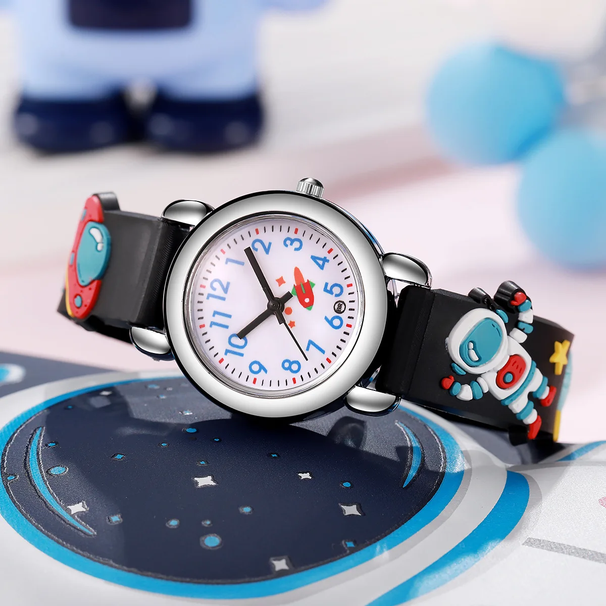 1/2pcs Cartoon 3D Kids Watches Astronaut Pattern Quartz Wristwatch Sports Electronic Watch for Boys Girls Gift Student Gifts