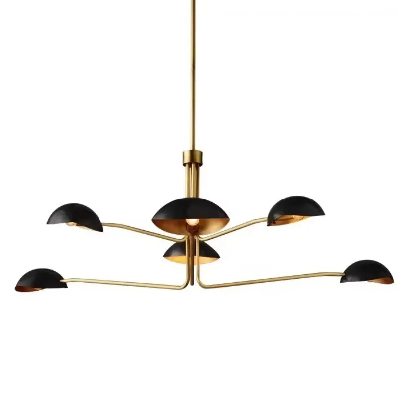 Post-Modern American LED Pendant Light, Neoclassical Minimalist Chandelier, Brass Black Fixture for Living Room & Home Lighting
