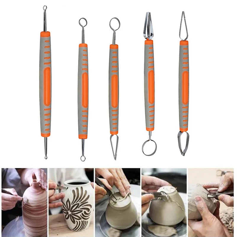 Pottery Texture Tool Carving Knife Handmade DIY Plastic Handle Double Head Ring Carving Knife Clay Fine Carving Tool