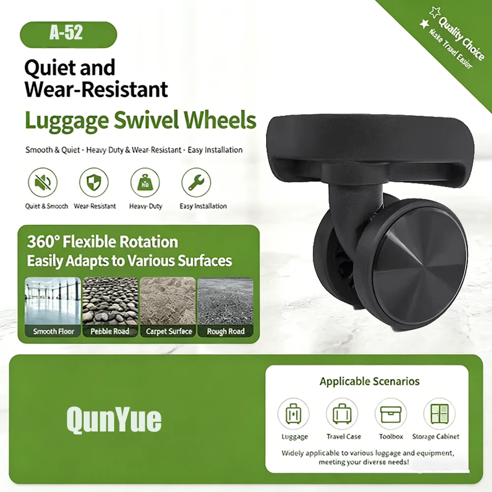 For the QunYue Suitcase A-52 Self-Install Ready Silent Suitcase Repair Wheels Durable Anti-Abrasion Wear Resistant Luggage
