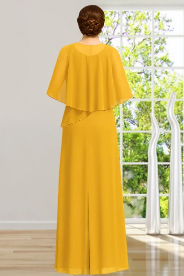 Two Piece Floor Length Sleeveless Crew Neck Elegant Minimalist Formal Wedding Guest Chiffon Mother of the Bride Dress 2026