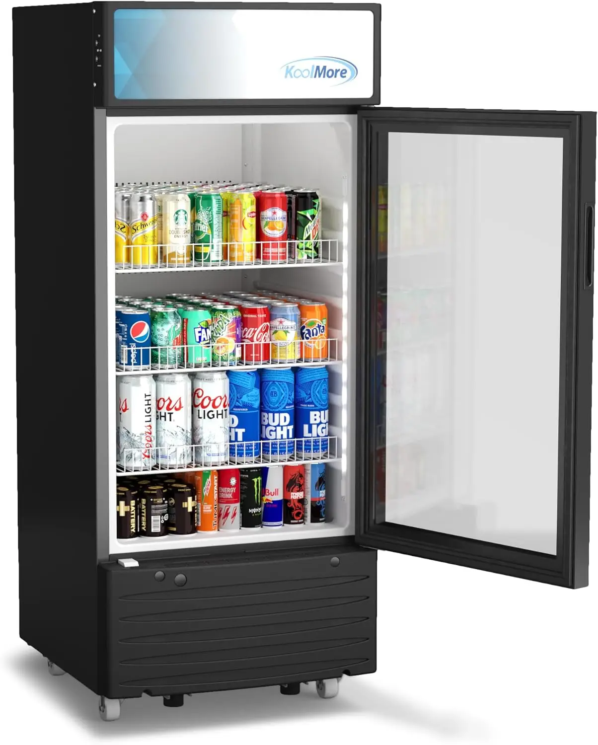 KM-MDR-1D-6C 6 Cu. Ft. Commercial One Glass Door Display Upright Beverage Refrigerator Cooler Merchandiser-22.8 in. x 2