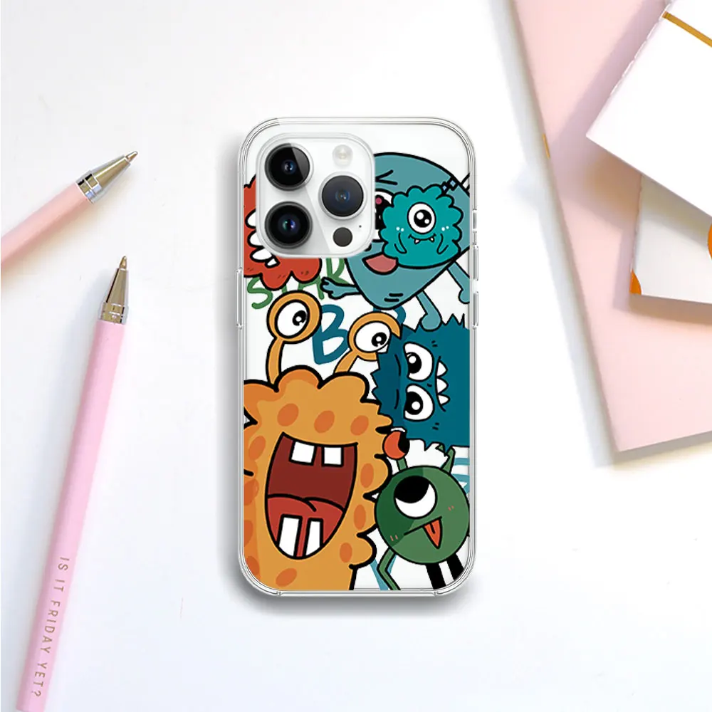 Cute Catroon Monster Transparent Phone Case For Samsung S21 S22 S23 S24 PLUS ULTRA  A04 A14 A23 A31 A34 A35 5G Shell