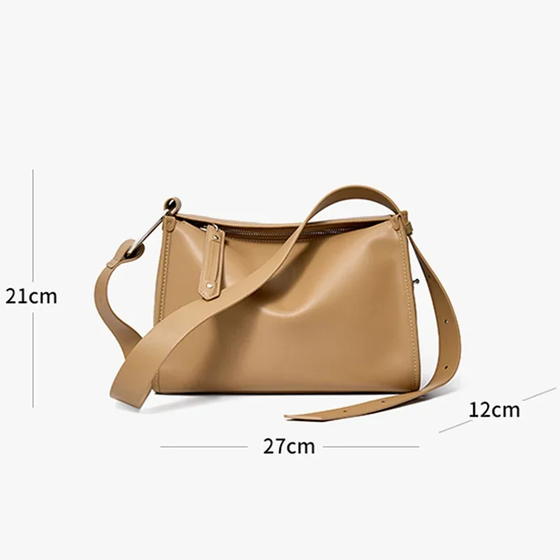 Luxury Genuine Leather Women\'s Shoulder Bags Cowhide Tote Handbag For Lady Female Large Capacity Crossbody Messenger Pillow Bag