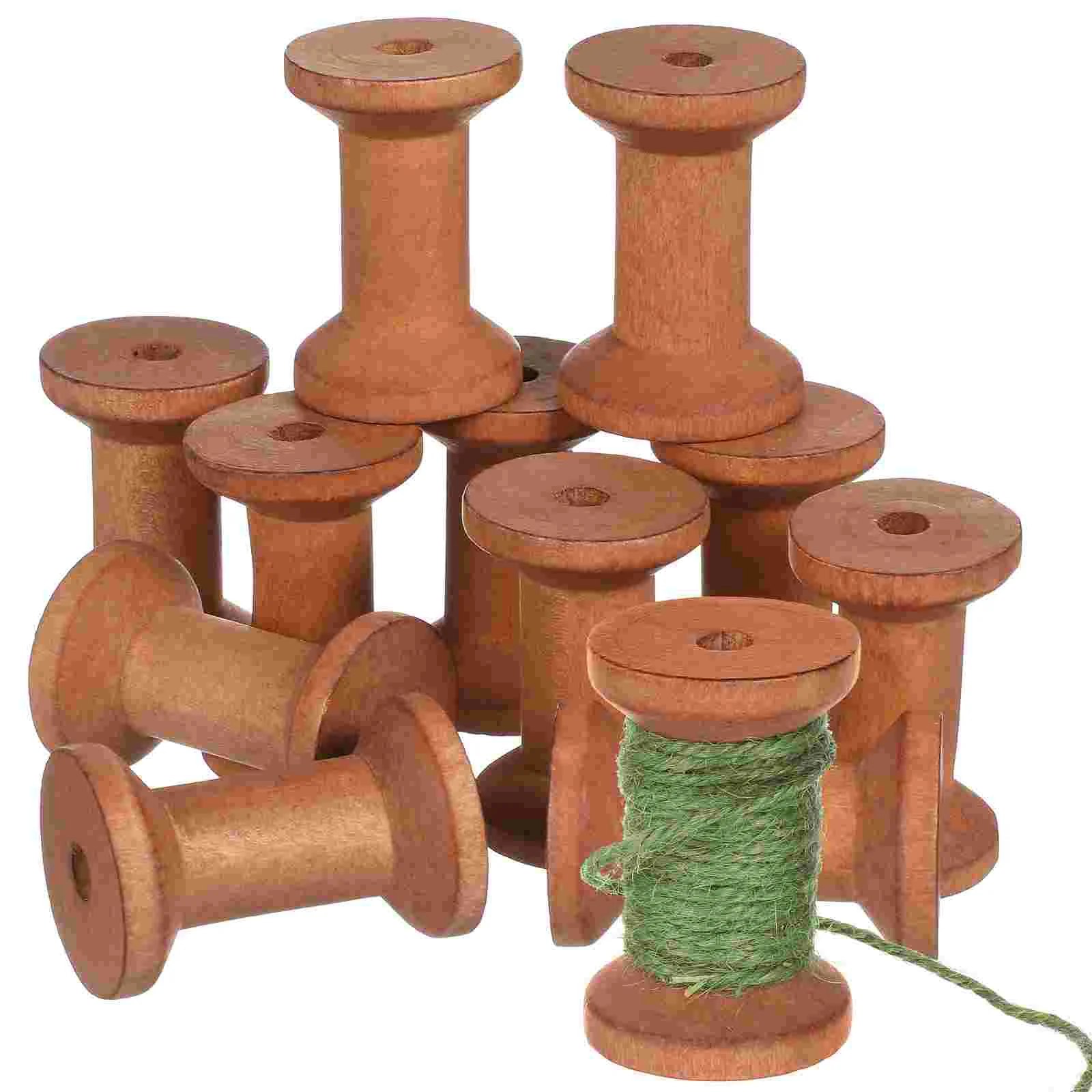 

20 Pcs Retro Wooden Axis Empty Spools Ribbon Bobbins Vintage Winding Thread Embroidery