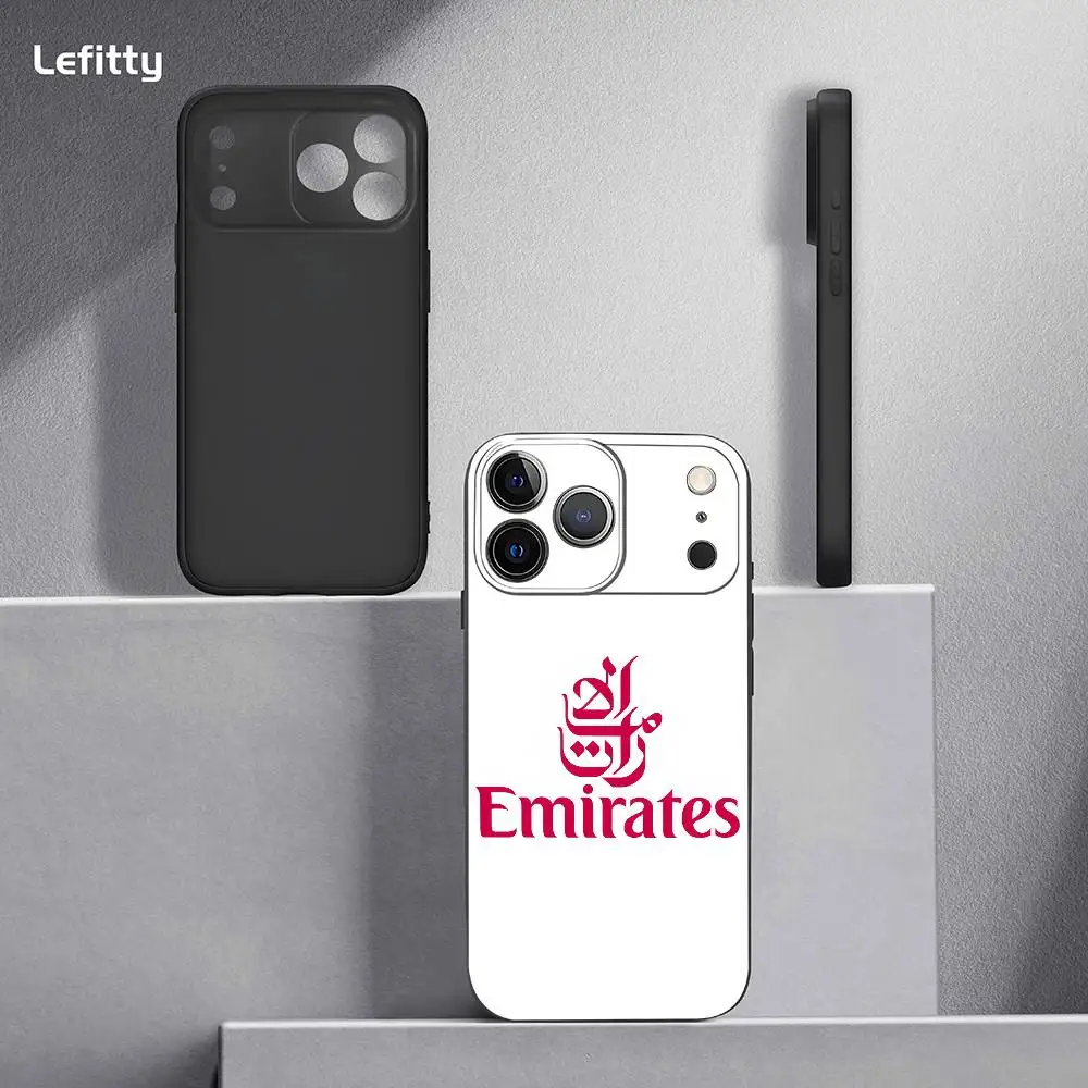 Emirates Airlines Phone Case For iPhone 17 16 15 14 13 12 11 Pro Max Plus Mini Black Frosted Soft Shell Funda