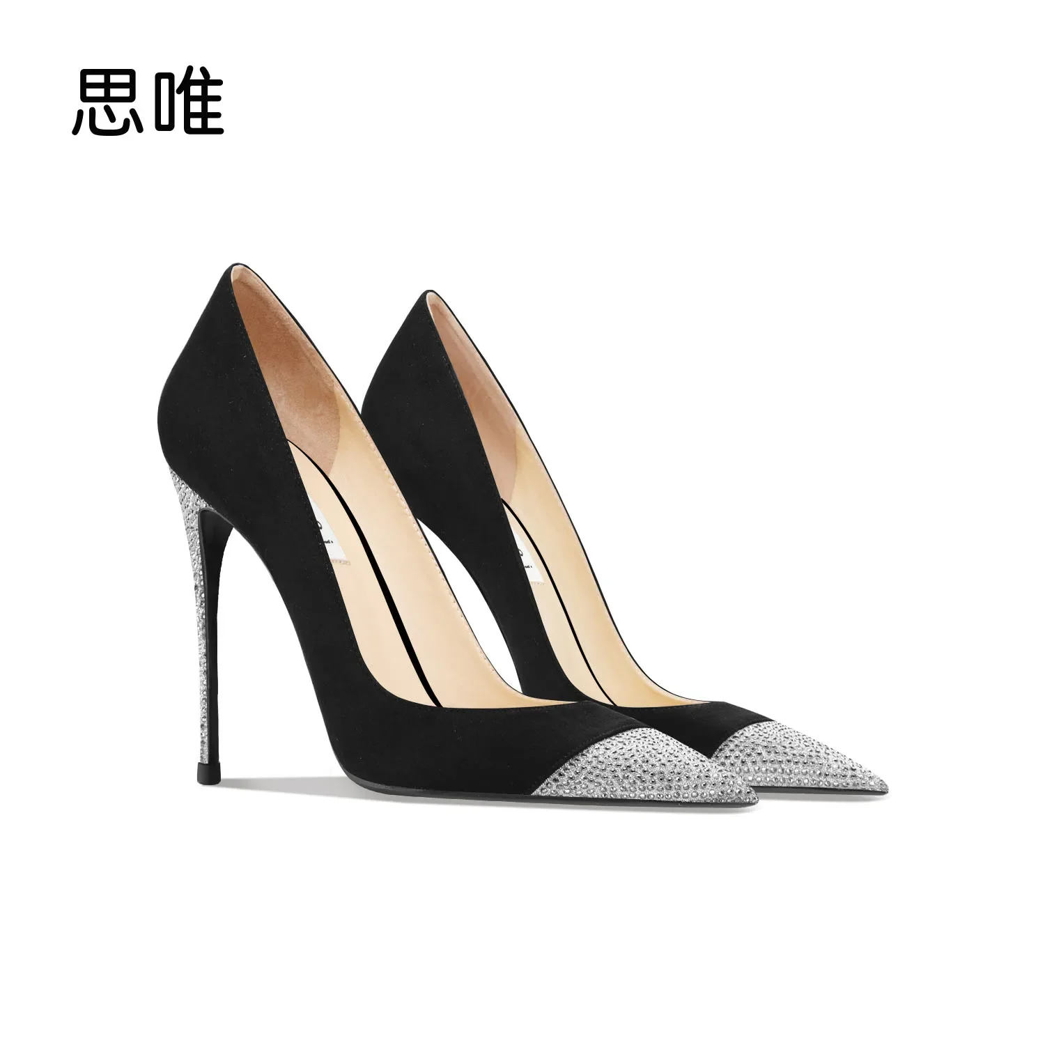 

luxury women's shoes 2024 woman shoes Shoes For Women Black Suede Leather High Heels Party Pumps Sexy Thin Heel Pointed Toe 10cm