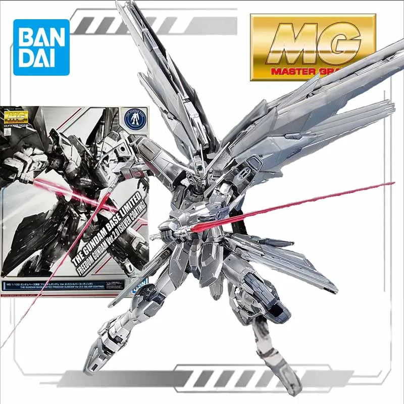 Bandai Original Model Kit GUNDAM MG 1/100 FREEDOM GUDAN VER.2.0 SILVER COSTING Assemble The Model Anime Action Figure Toys