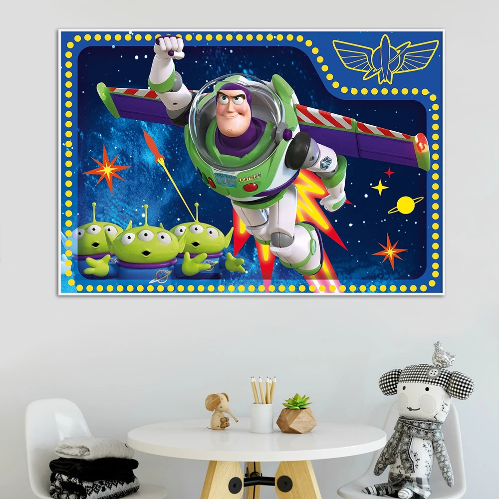 Toy Story Poster Alien With Buzz Lightyear Canvas Painting Print Disney Wall Art Cartoon Picture Kids Room Home Decor Cuadros