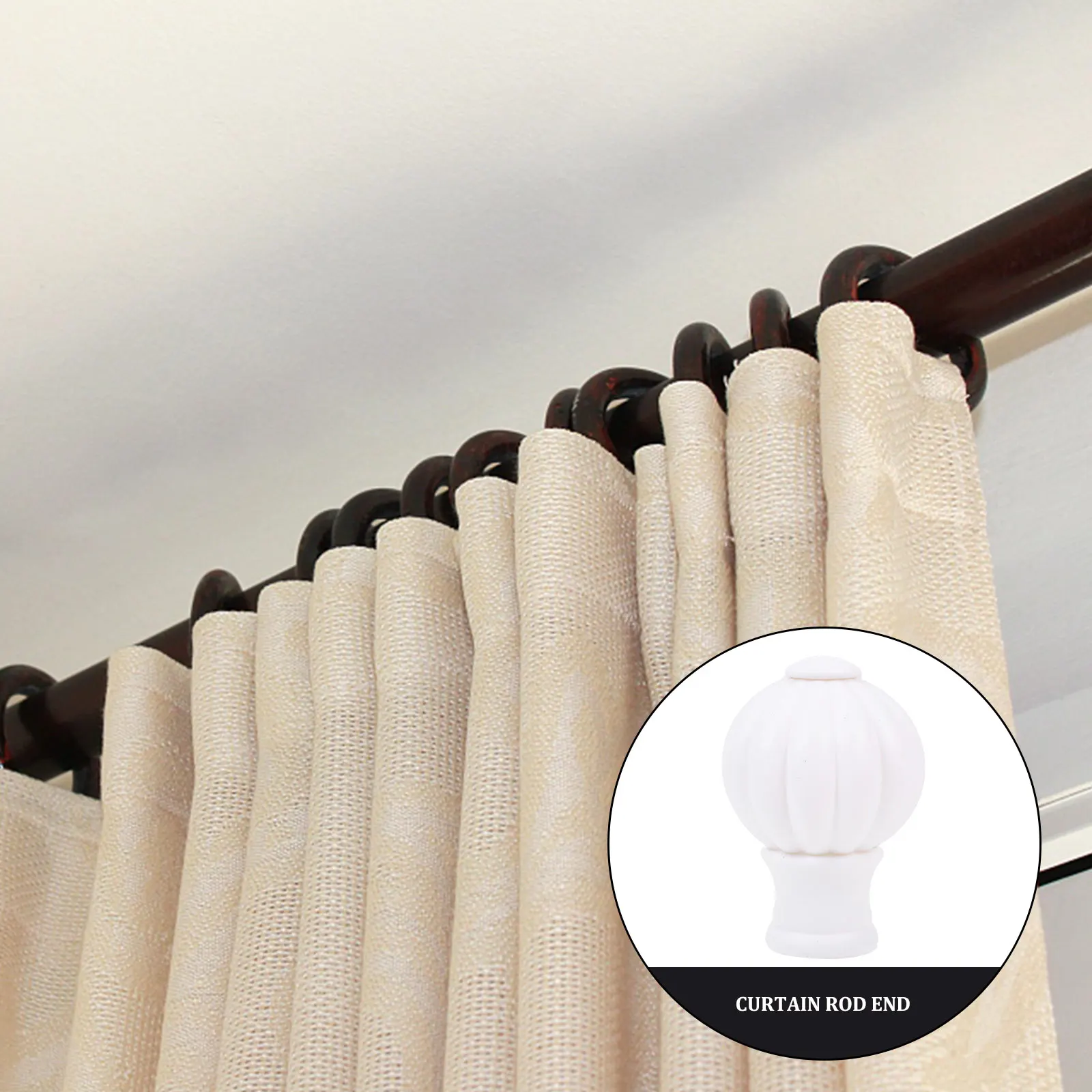 

10 Pcs Curtain Rod End Decorative Head Vintage Style Shower Curtains Wooden Plug Elegant Office Home Accessories