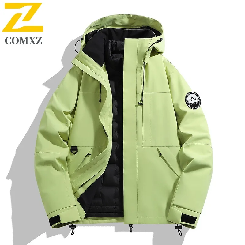 COMXZ Men Winter Jacket Heat-Retaining Warm Windproof Waterproof Hiking Puffer Jacket Skiing Functional Outdoor Down Jacket