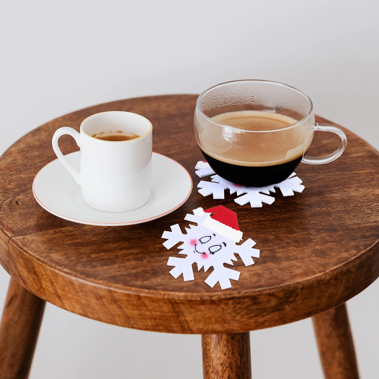 

10 Pcs Snowflake Potholders Felt Decor Coaster Heat Insulation Tea Mat Christmas Decoration Winter Coasters Cloth