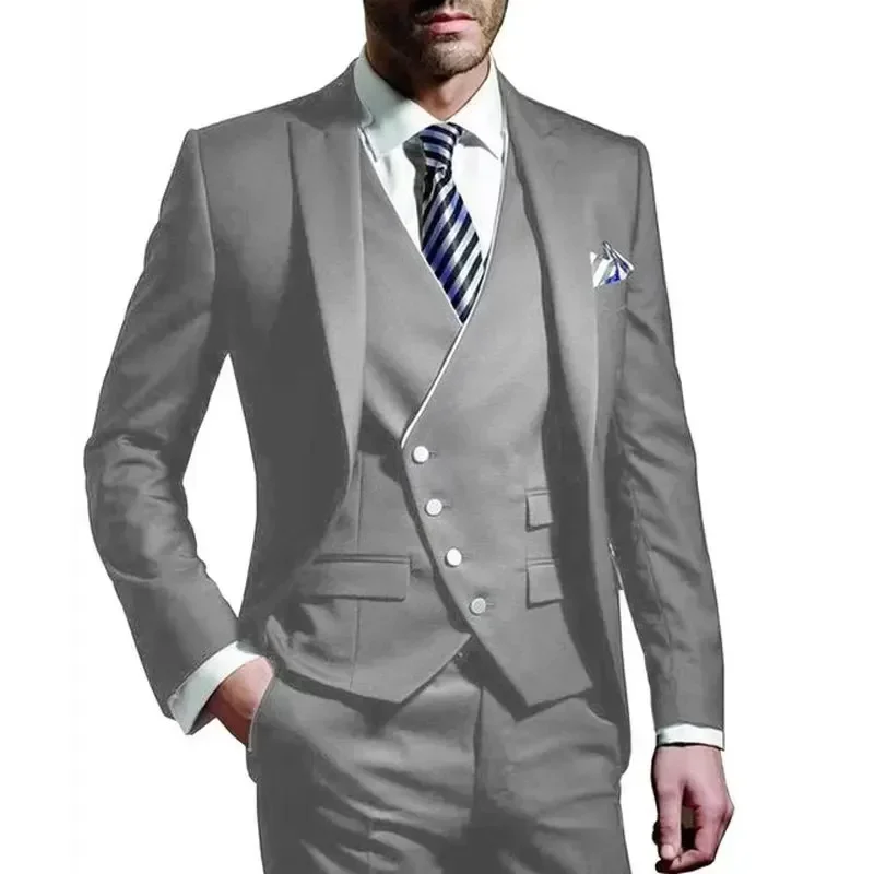 Men Costumes High Quality 2024 Blazer Vest And Pants 3 Pieces Business Ceremony Evening Dress Wedding Slim Fit Men\'s Suit Set
