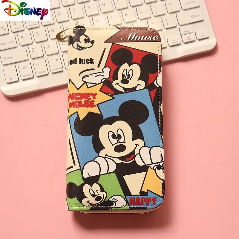 

Disney Fashion High Quality PU Long Zipper Cartoon Mickey Stitch Cute Wallet Student Storage Wallet