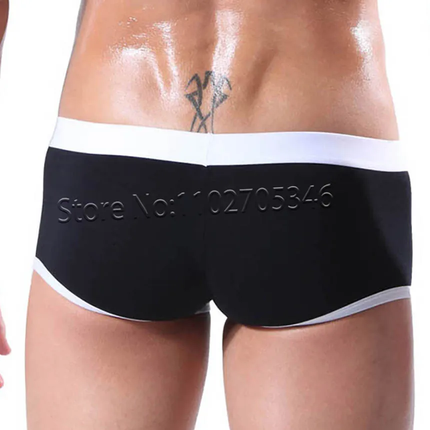 مثير الشاطئ جذوع ملابس داخلية للرجال زلة السباحة موجز ثوب السباحة Boxershort الذكور بيكيني تنفس القطن أكياس مفتوحة الحقيبة المنقولة #4