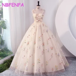 Embroidery Floral Wedding Shooting Dresses Bride Reception Dress Women 2024 Summer Long Prom Evening Party Dress Formal Occasion