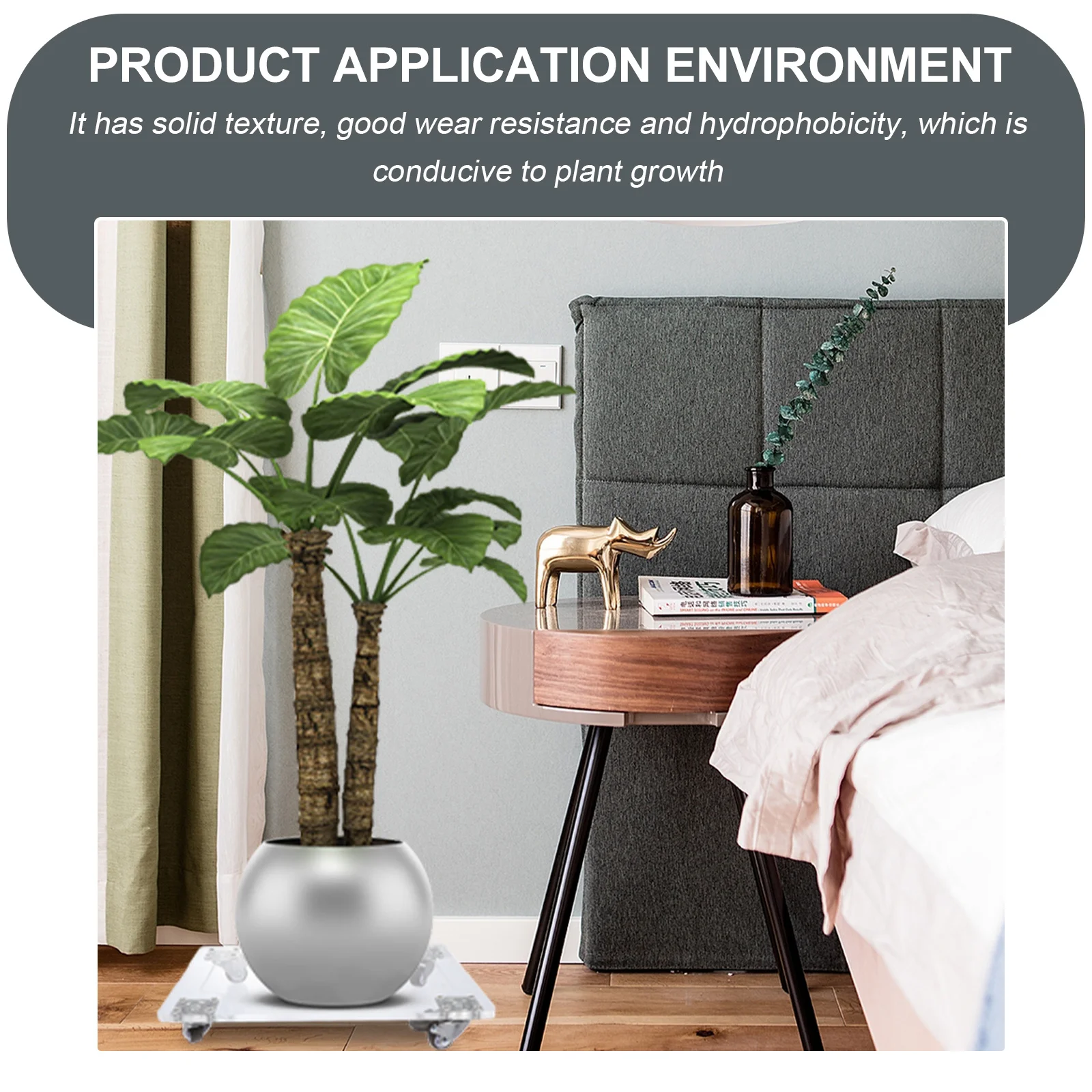 

1Pcs Moveable Garden Pot Tray Transparent Acrylic Holding Tray Sturdy Abrasion Resistant Practical Flowerpot Stand