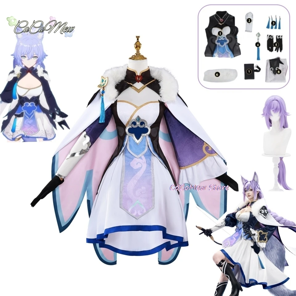 Baiheng Cosplay Costume Game Honkai Star Rail Bai Heng Cosplay Tail Ear Prop Women Girls Halloween Party Roleplay Outfits Shoes