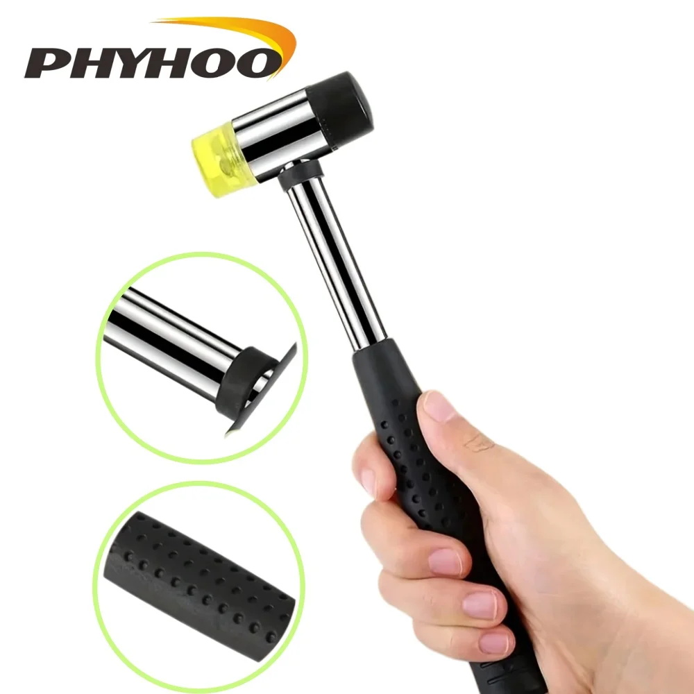 PHYHOO Dual Head Jewelry Mallet Soft Rubber Plastic Hammer for Ring Sizing Leather Craft Woodworking and Flooring Tools