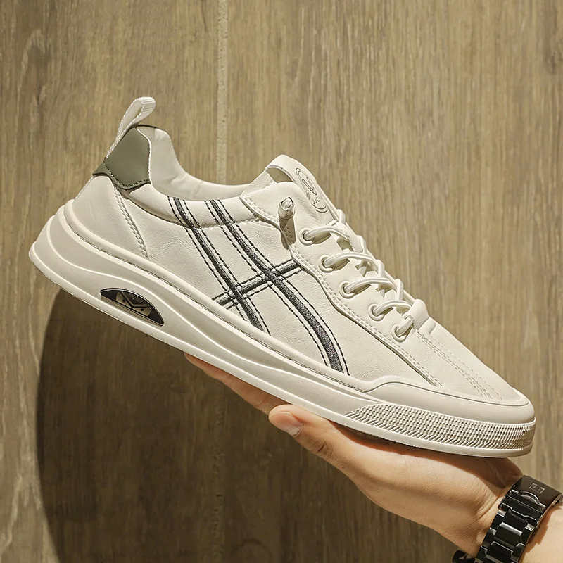 Autumn 2025 Men's White Chunky Sneakers - Breathable Minimalist Design, Student-Friendly & Instagram Popular