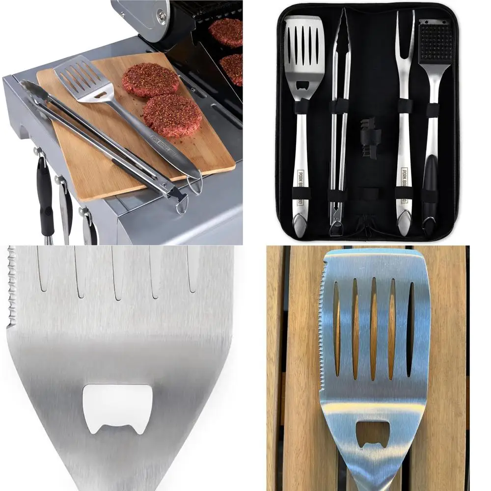 

Stainless Steel BBQ Tool Set - Premium Outdoor Grill Accessories & Gifts for Grilling Enthusiasts