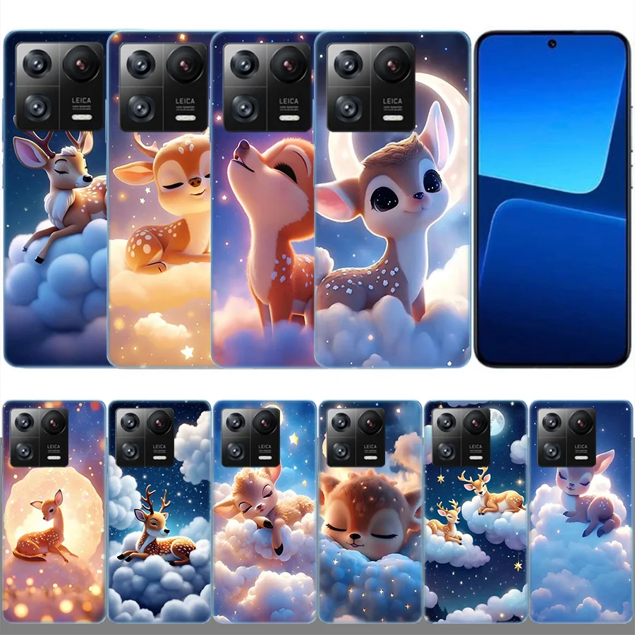 Cloud Little Sika Deer Baby Clear Luxury For Xiaomi Mi 13 12 12T Pro 11 Ultra 11T 11i 10 10T 9 9T 8 Lite 6X 5X A3 CC9E A2 A1 Pho