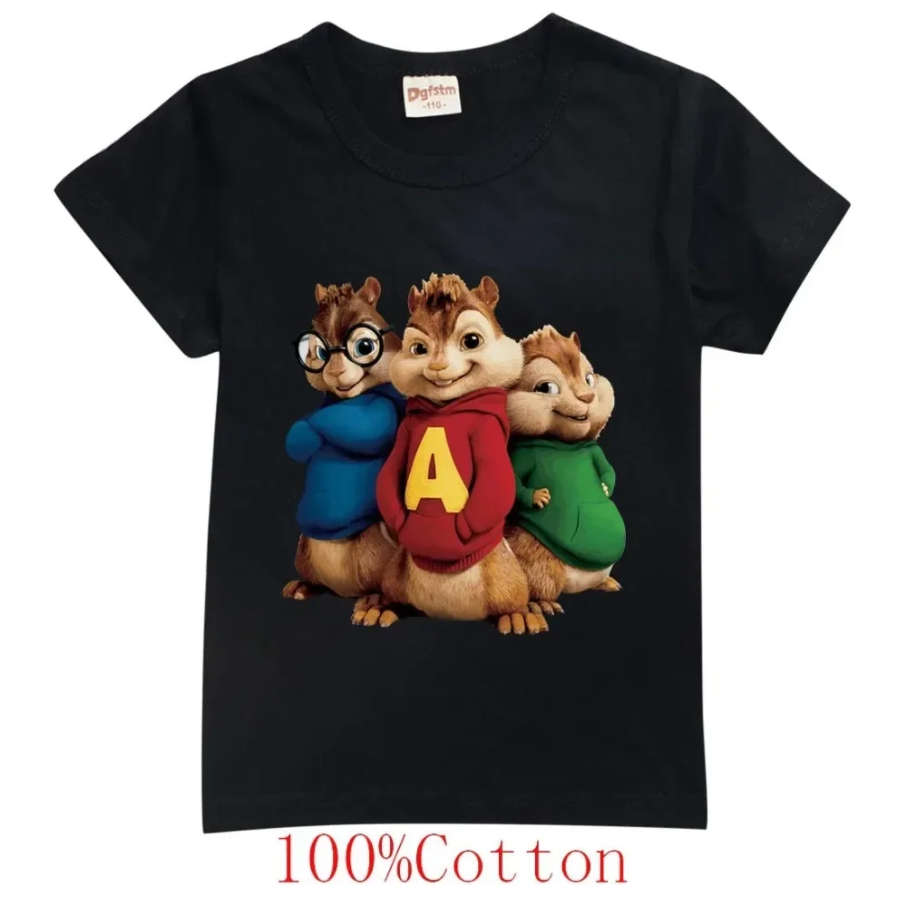 

Potdemiel, летняя детская футболка с короткими рукавами «Элвин и бурундуки», футболка с героями мультфильмов для мальчиков, детская одежда, забавные крутые топы для мальчиков и девочек