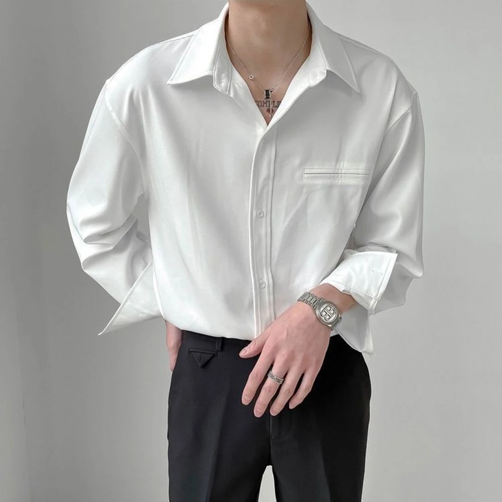 Mens Spring Shirt Plain Business Casual Commuter Shirt Fashion Daily Wear Youth Outdoor Versatile Top Men'S Clothing 2026 New
