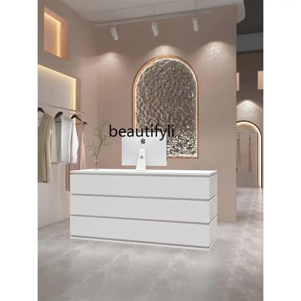 Front desk shopping guide consultation welcome desk checkout page simple clothing beauty shop health center reception