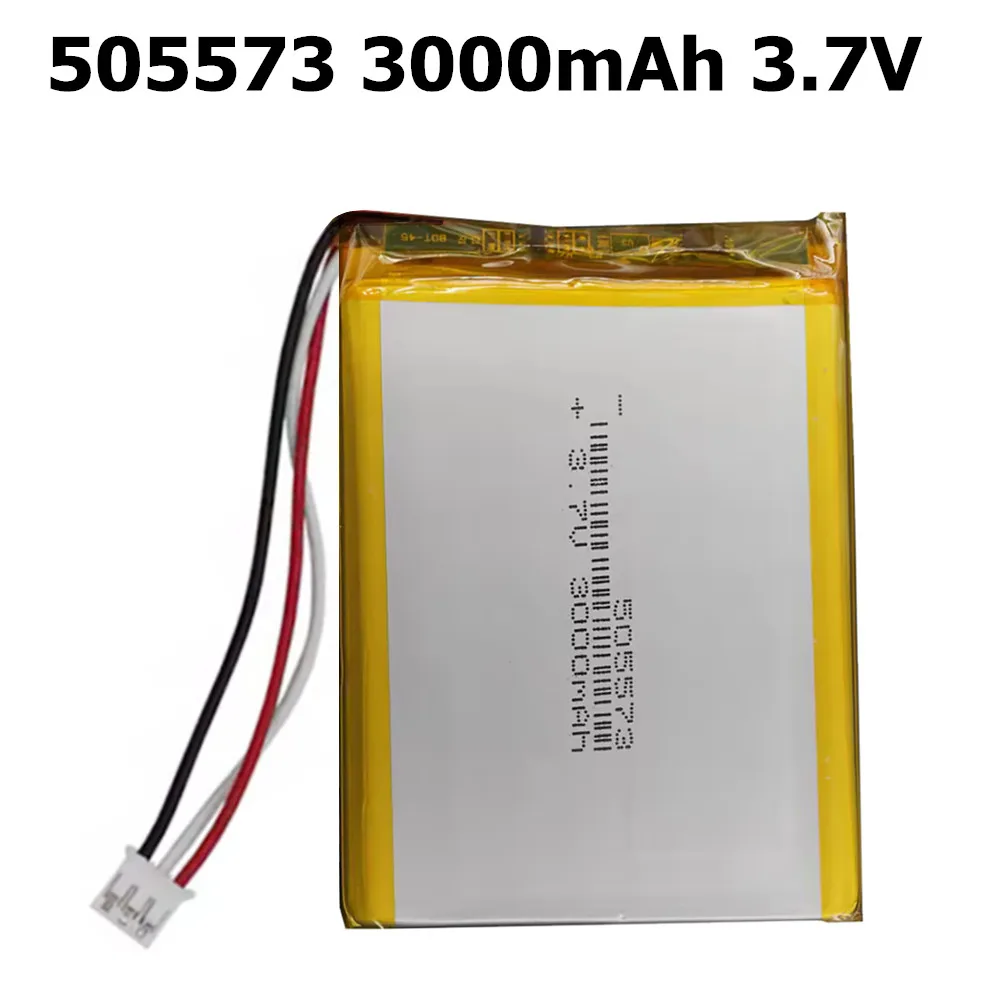 505573 3.7V 3000mAh 11.1Wh Li-Polymer Li Lipo Battery NTC Thermistor 3 Wires JST 3Pin 2.0mm Connector For GPS DashCam Headset