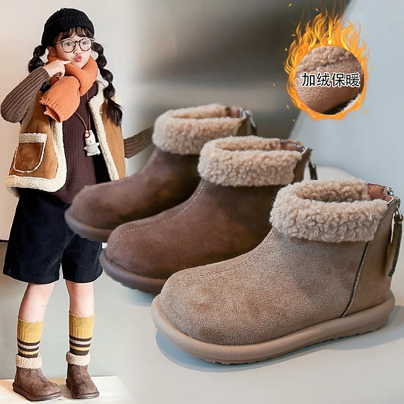 

Child Boot 2025 Winter New Child Flat Snow Boot Casual Fashion Anti Slip Soft Sole Women Versatile Cotton Boots
