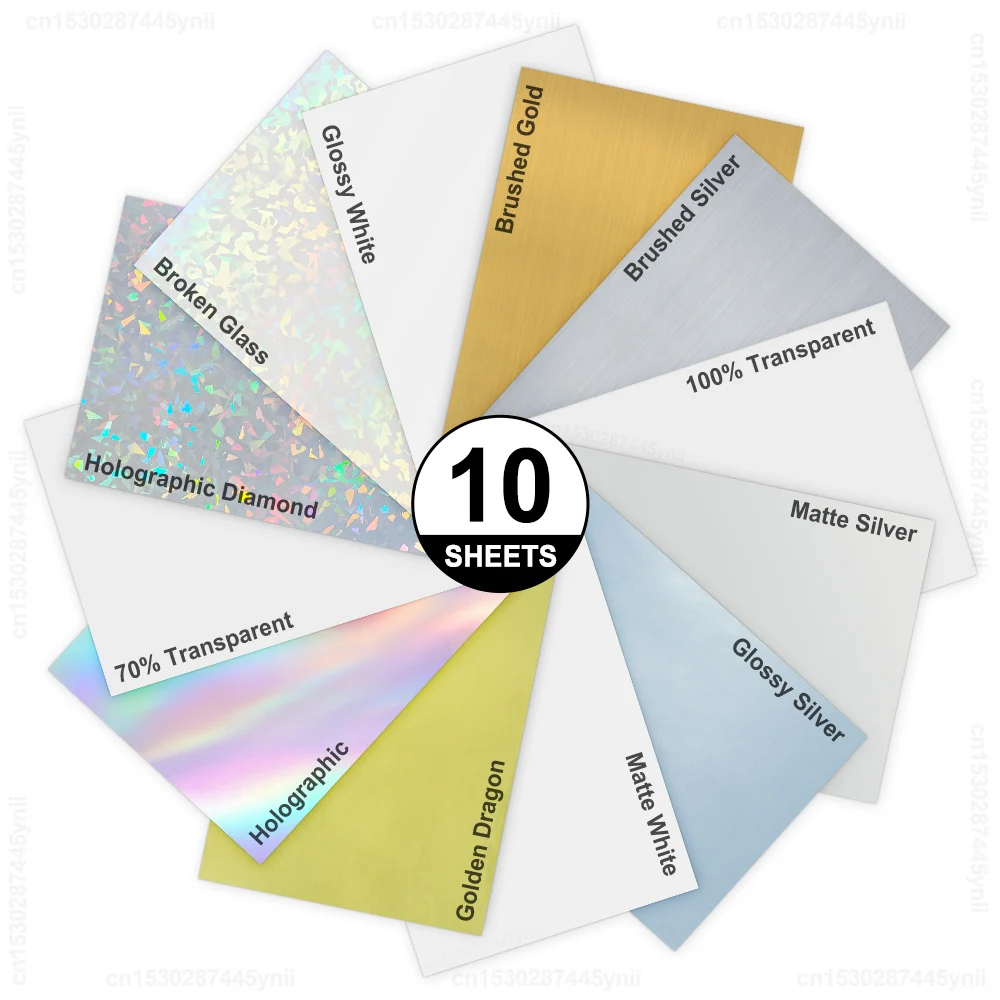 Papel adhesivo de vinilo imprimible blanco brillante A4, papel de copia dorado transparente autoadhesivo impermeable para impresora de inyección de