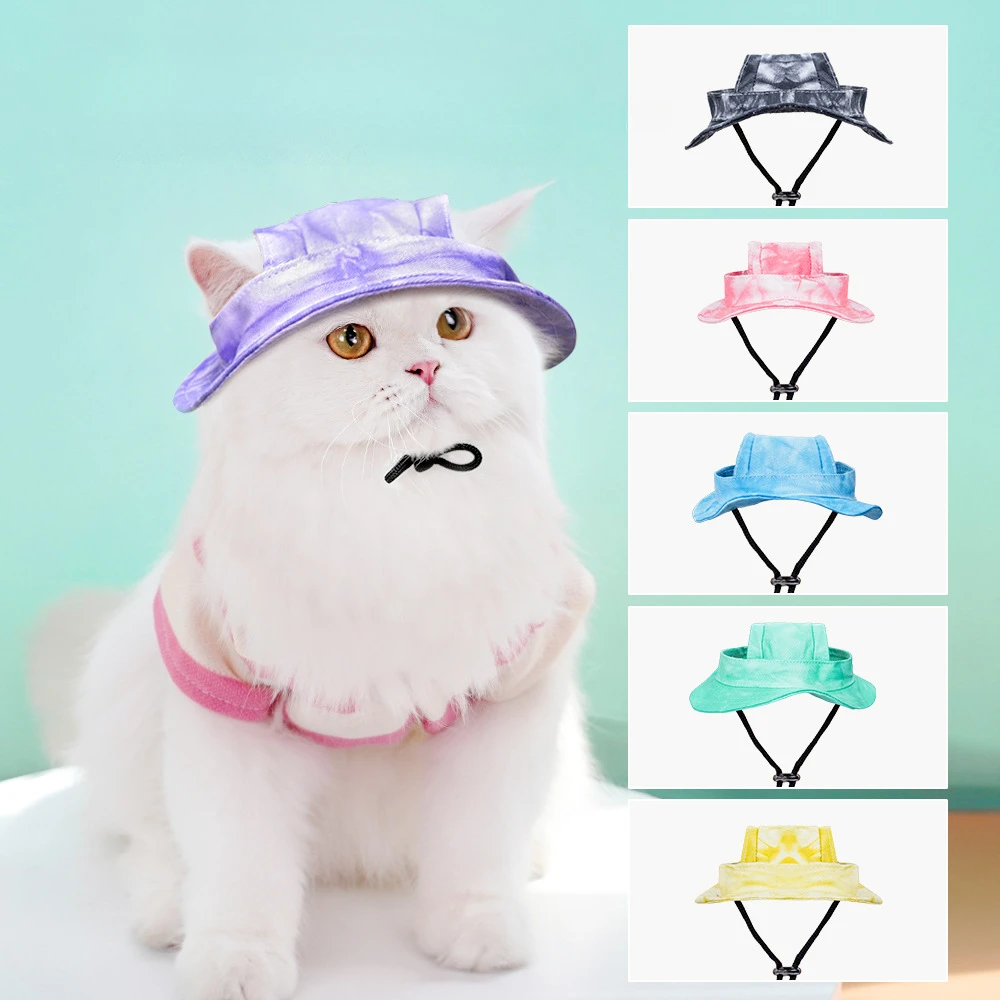 

Dogs Cats Sunshades Anti Strangulation Hats Anti Stripping Ears Adjustable Rope Buckles Fisherman Hats Pet Supplies