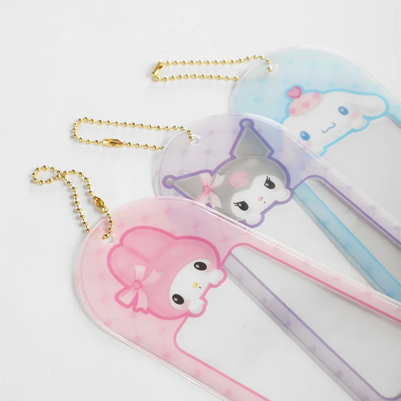 Estuche para tarjetas transparente Kawaii My Melody Kuromi Cinnamoroll, colgante de Anime Sanrio, funda protectora para fotos Polaroid con forma de corazón para niña