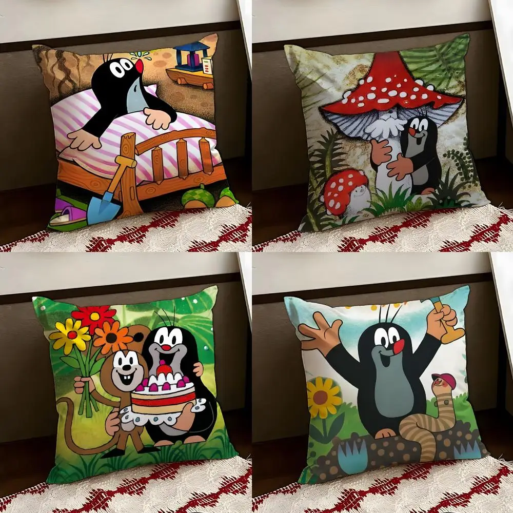 Funda de cojín T-The Little MoleS, funda de almohada reversible, suave y duradera, para el hogar y el coche, uso en múltiples escenas para comodidad diaria