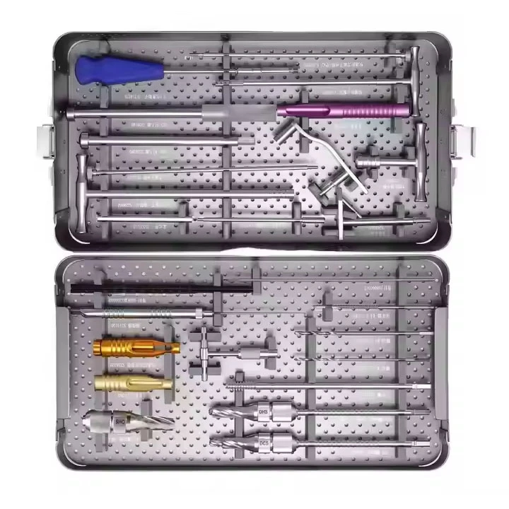 

CE Certified Bone Surgery DHS DCS Plates Instrument Kit Trauma Surgical Locking Plate Orthopedic Implants Manual Reusable