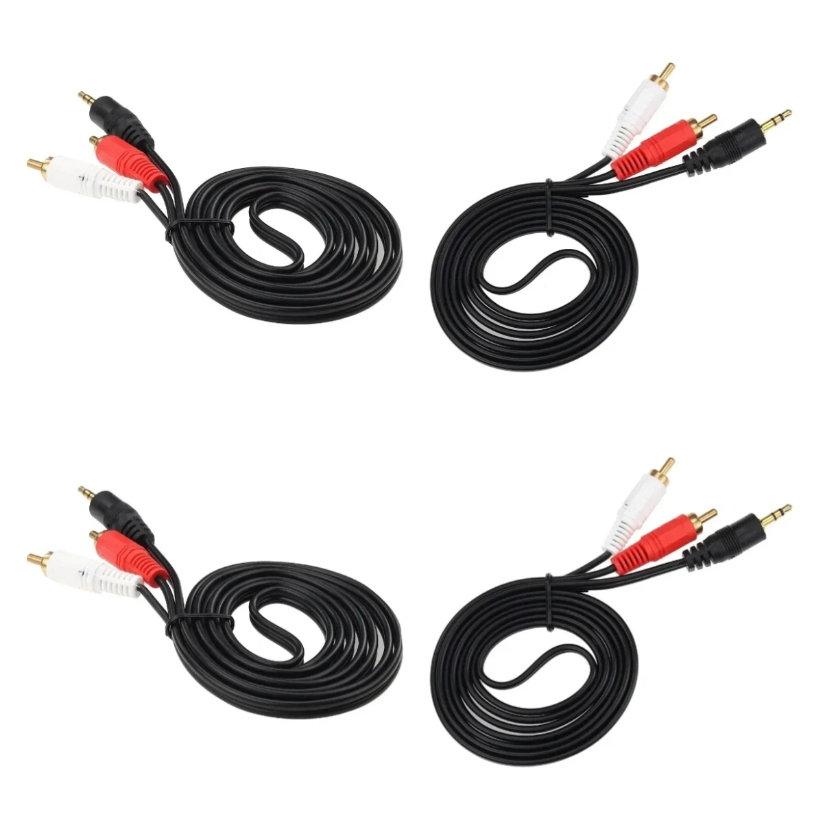 200pcs 1.5M 3.5mm Aux to 2 RCA Male Audio Adapter Cable Music Stereo Y Splitter Connection Cord for MP3 Phone TV Sound Speakers