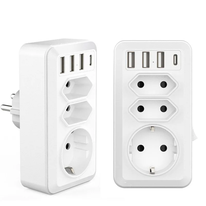 EU Electrical Socket Standard Plug Adapter USB Ports ON/OFF Switch 16A 250V France German Korea Plug Wireless Extension Socket