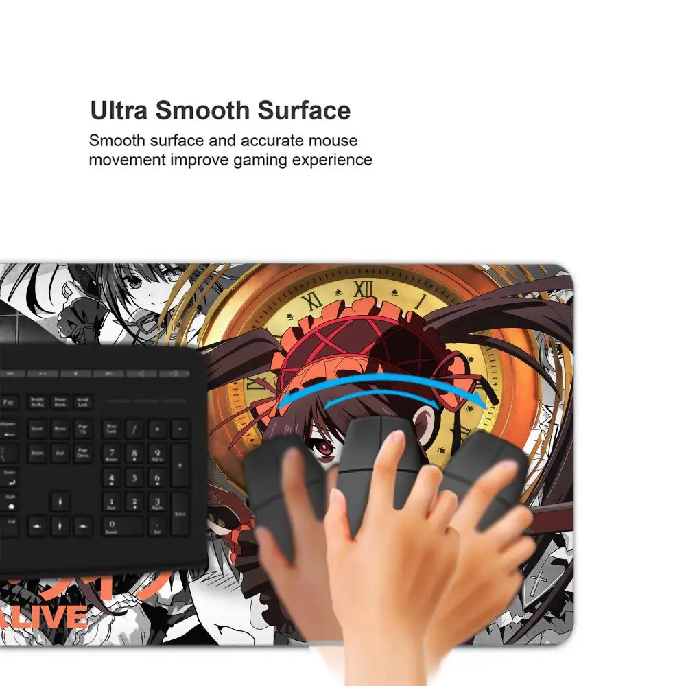 Tokisaki Kurumi Grote muismat Datum A Live muismat Laptops Gamingaccessoires Toetsenbord Desktop PC Gamer Anime Rubberen muismat