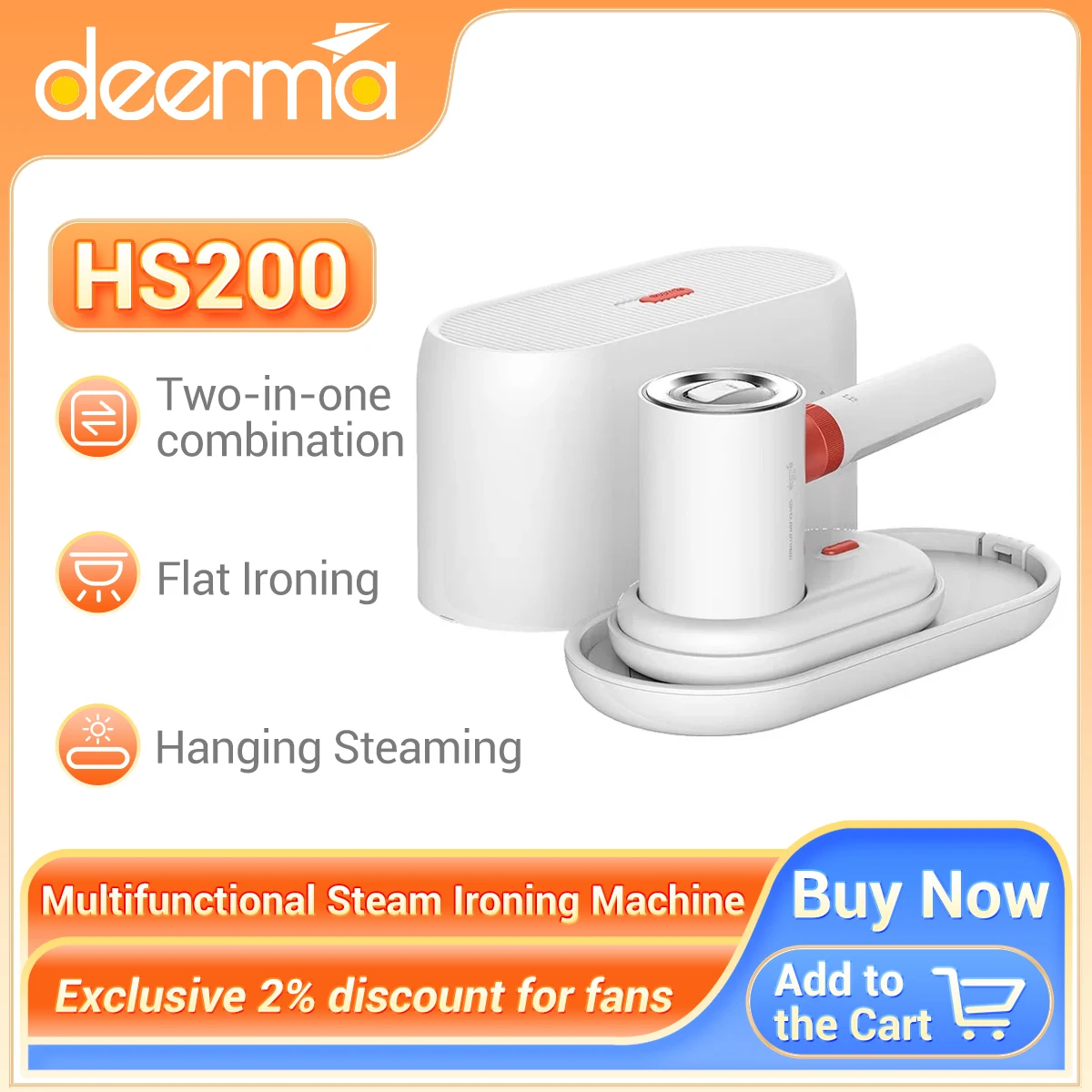 Deerma – fer à vapeur Portable Original HS200, Mini Machine à repasser humide et sec pour vêtements et appareils ménagers