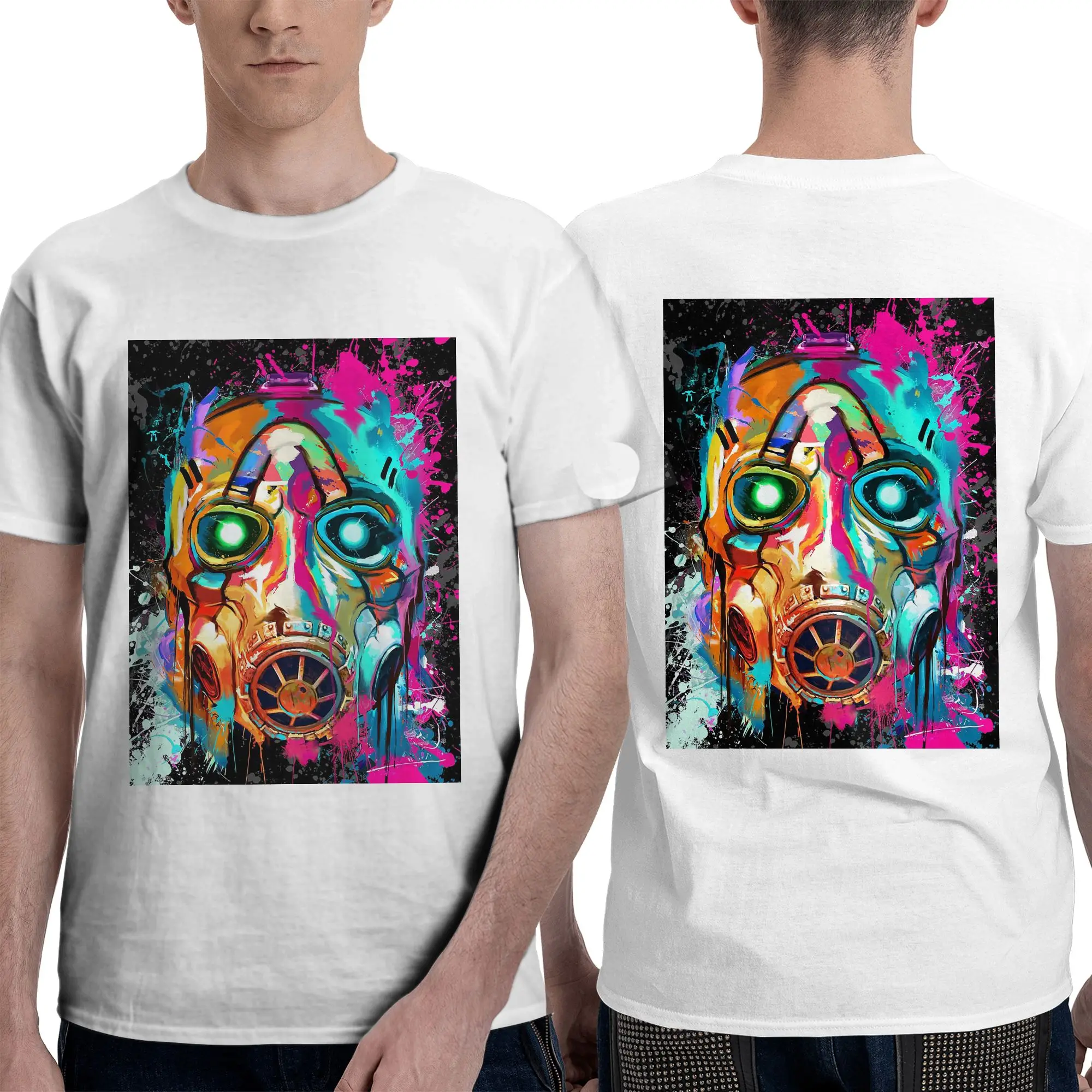 B-Borderlands Shooting Game gaming Men T-Shirt Double Sided Plus Size T Shirts Men's Crew Neck Cotton Tees Short Summer Male