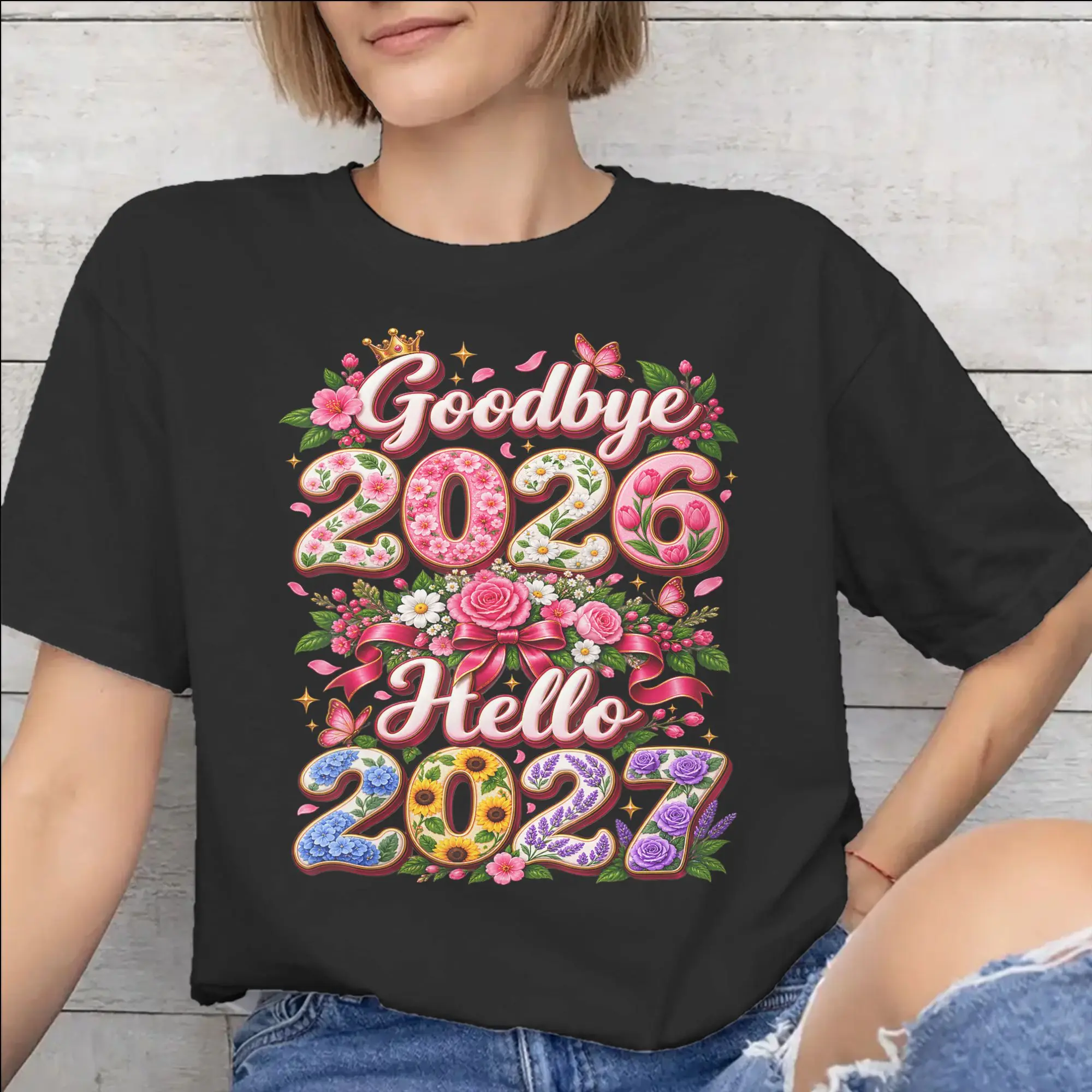 Good Bye 2026 Hello 2027 Tee Shirt for Men Women Graphic Printing T Shirts  100% Cotton Clothes