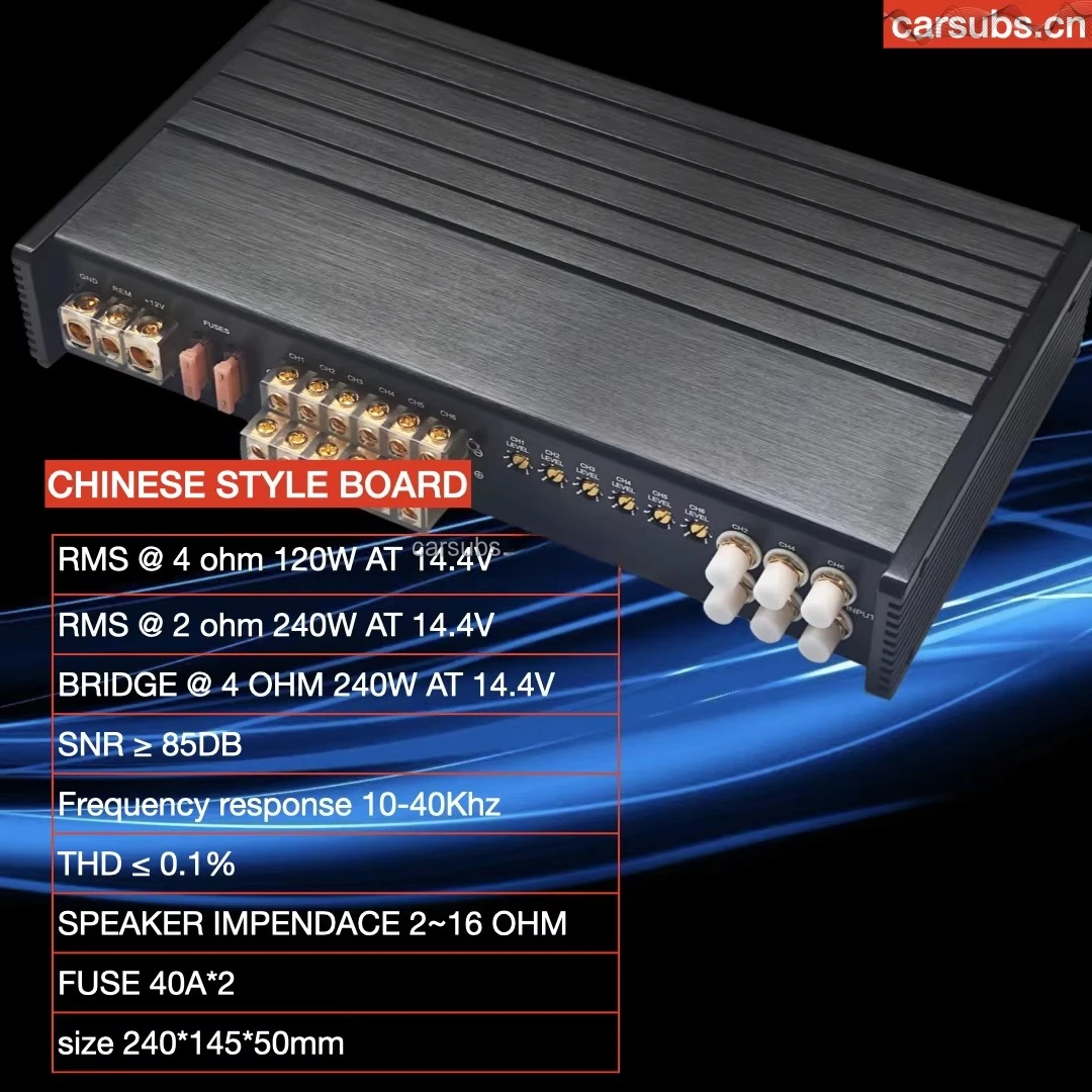 RMS 120W Wrong Print Good Price Car Speaker Amplifier 6CH  DSP Gain Amplifier Full Range 6 Channels Car Amplifier Class