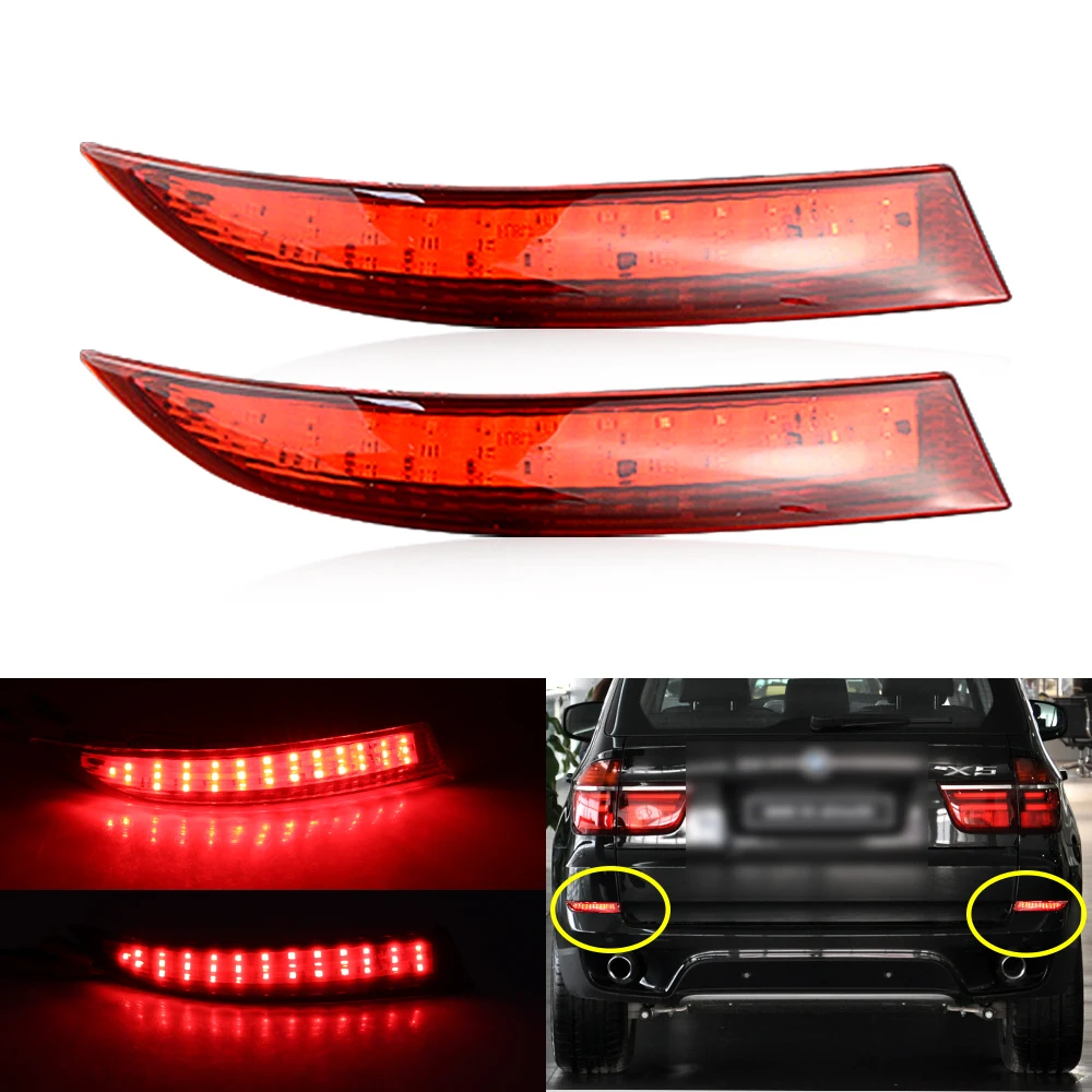 

2шт светодиодные отражатели бампера OEM # 63147240997 Для BMW X5 E70 LCI 10-13 Функция в виде задних и тормозных задних противотуманных фар Автомобильные аксессуары